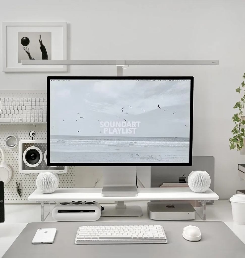 Bamboo Monitor Stand Riser, 31.5 inch, WHITE