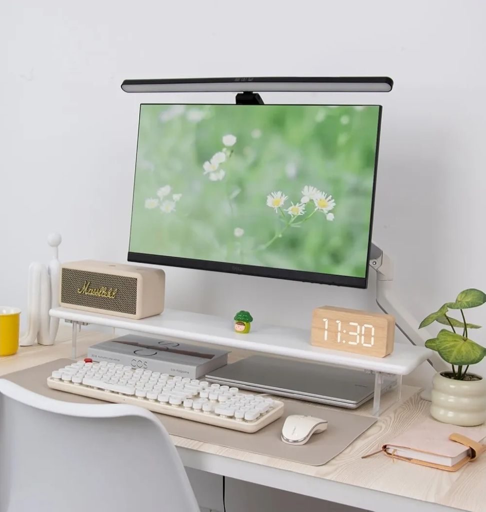 Bamboo Monitor Stand Riser, 31.5 inch, WHITE - photo 3