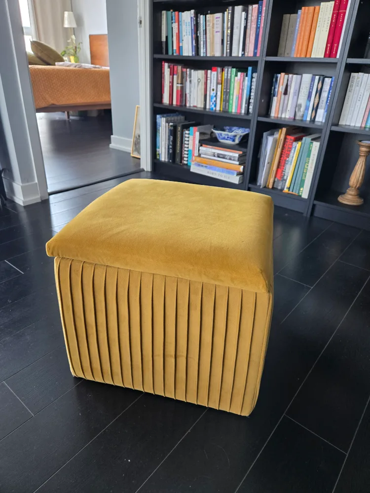Yellow Velvet Storage Ottoman