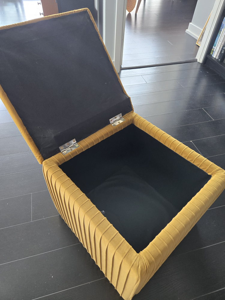Yellow Velvet Storage Ottoman - photo 2
