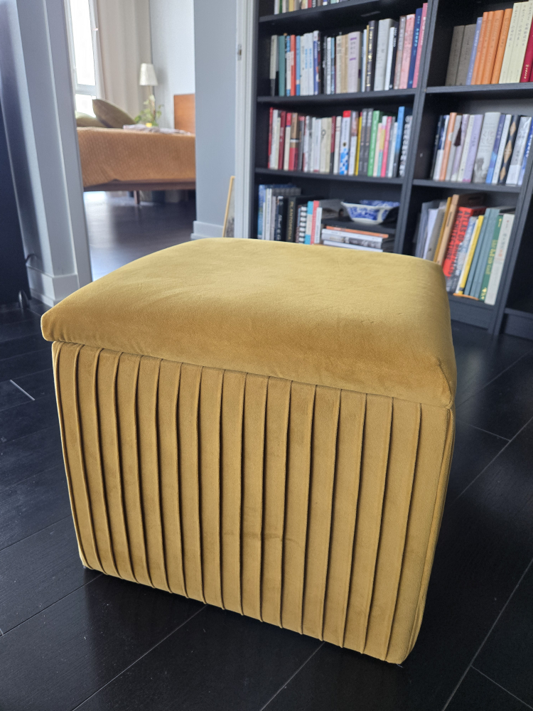 Yellow Velvet Storage Ottoman - photo 3