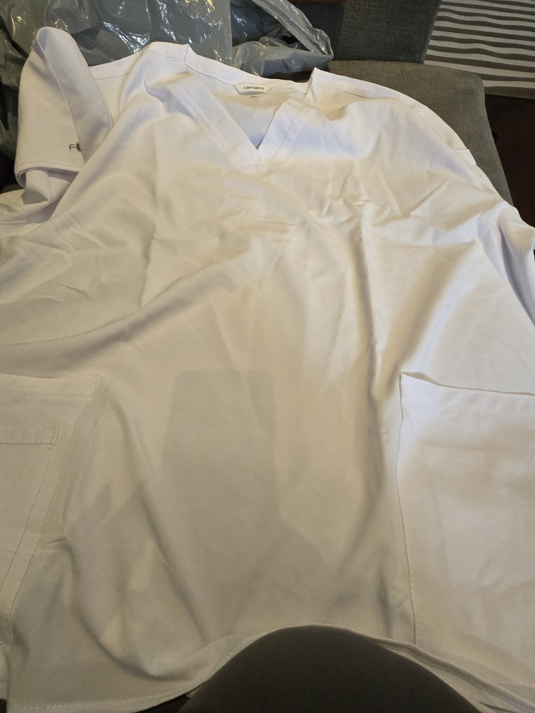 White WonderWink Women's V-Neck Scrub Top