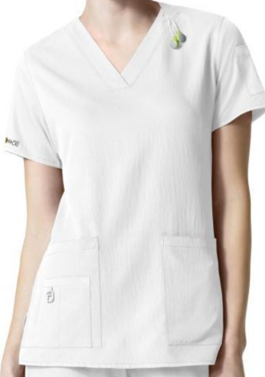 White WonderWink Women's V-Neck Scrub Top - photo 2