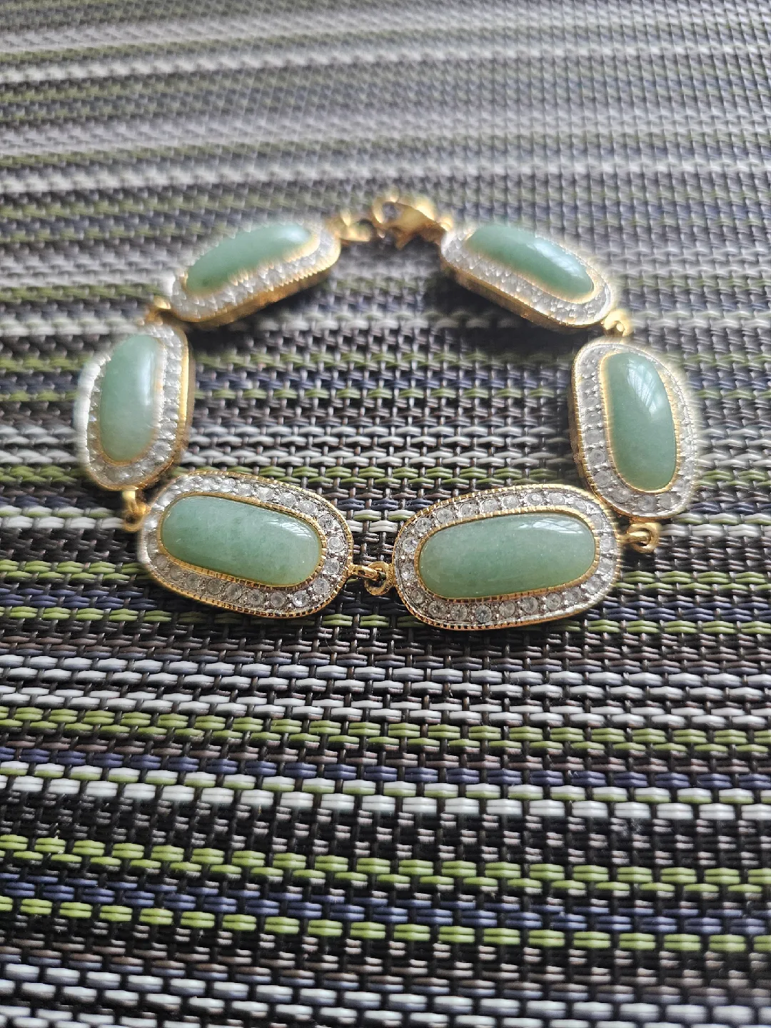 Jade and Rhinestone Bracelet thumbnail