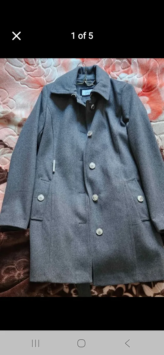 Calvin Klein Grey Wool Blend Coat - Size XS thumbnail