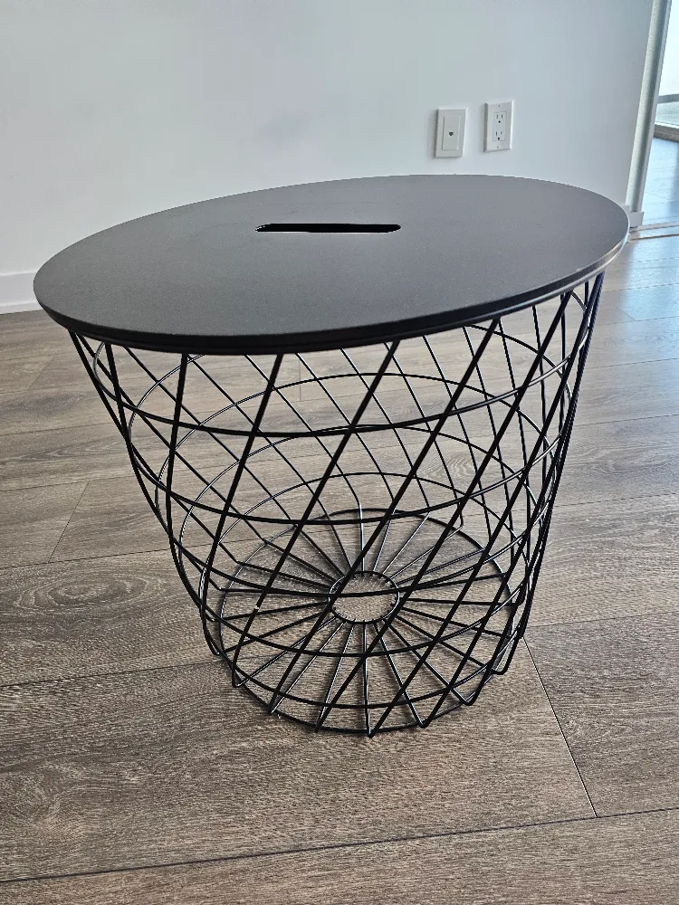 Black Wire Basket Side Table with Lid thumbnail