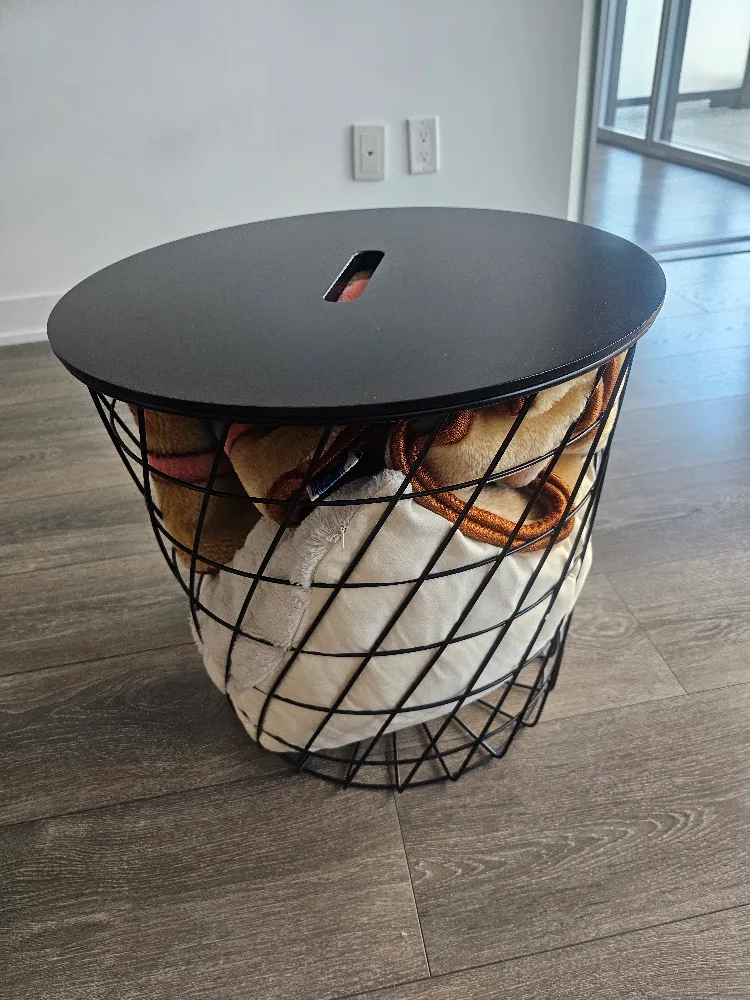 Black Wire Basket Side Table with Lid image indicator(2)
