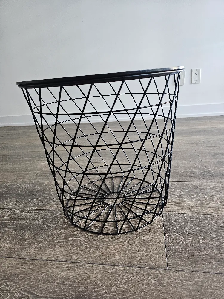 Black Wire Basket Side Table with Lid image indicator(4)