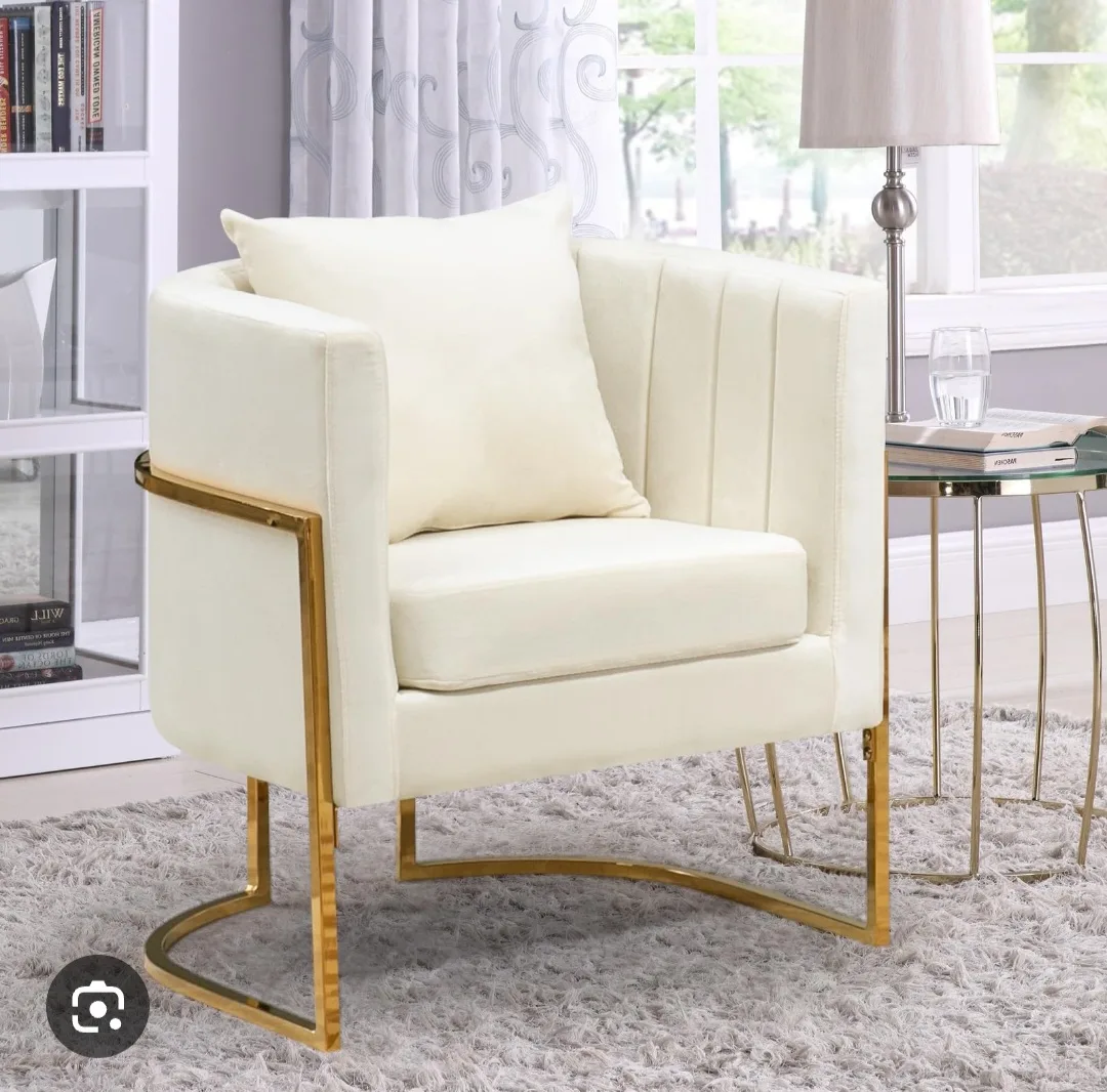 Modern Accent Chair - Ivory & Gold image indicator(2)