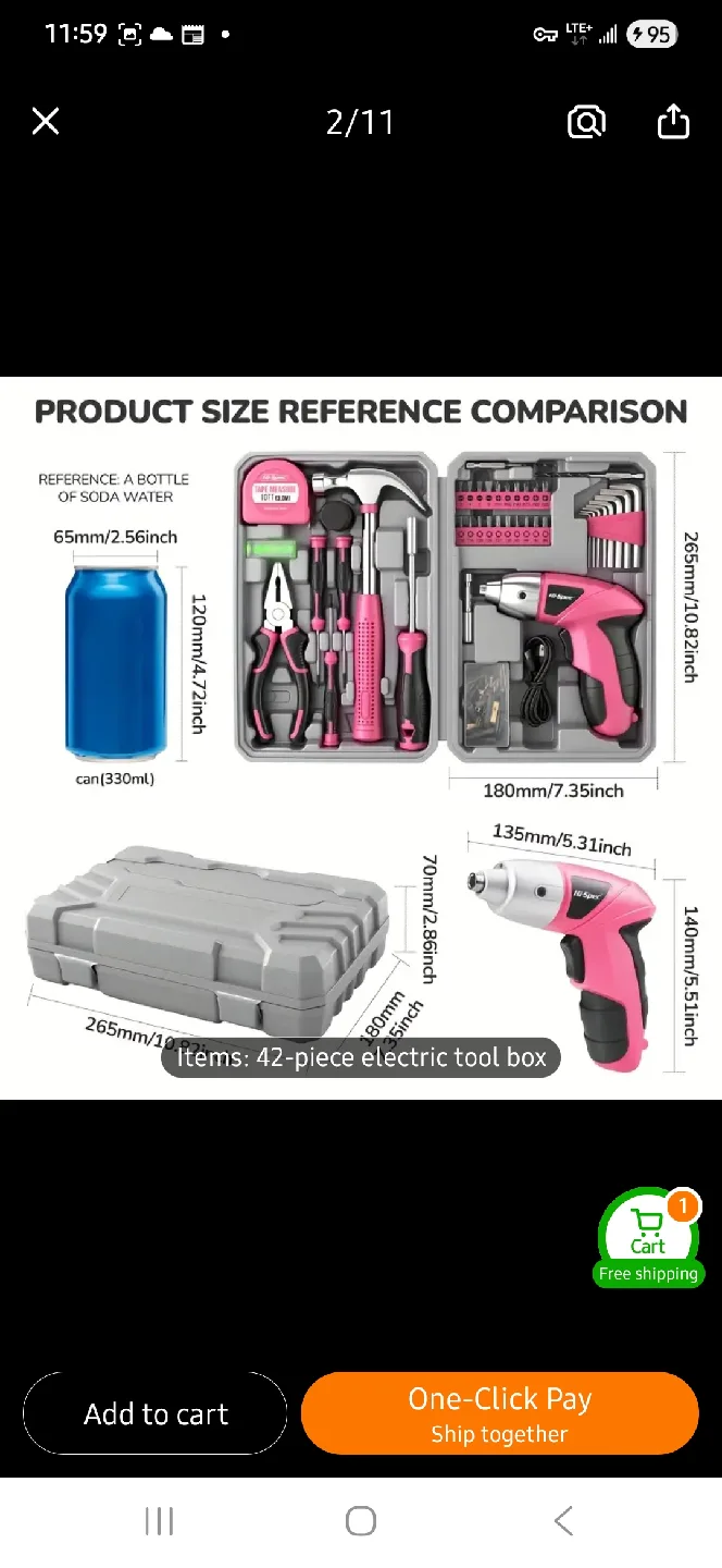 NEW 3.6V Pink Electric Screwdriver Tool Set 🪛 image indicator(2)