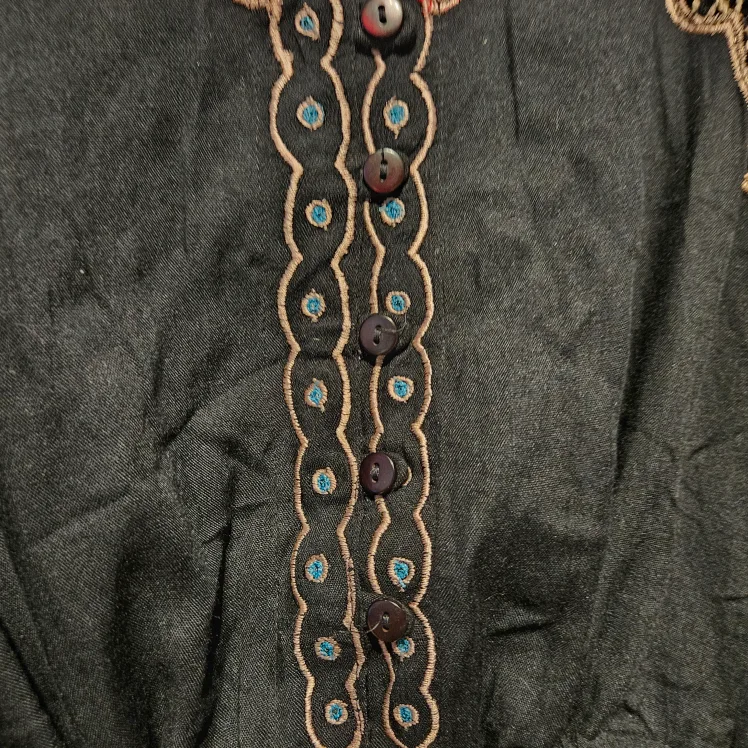 VTG 80s Angie Rayon  Bohemian India Black Dress image indicator(6)