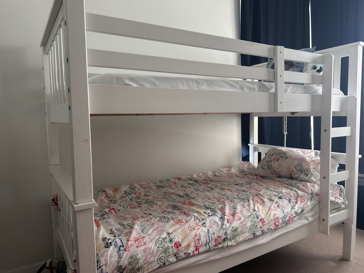 White Wooden Bunk Bed Frame