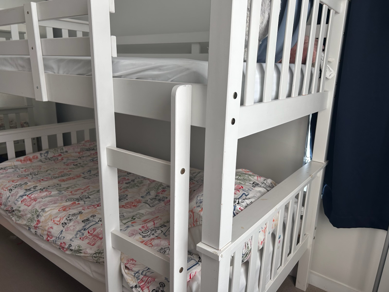 White Wooden Bunk Bed Frame - photo 2