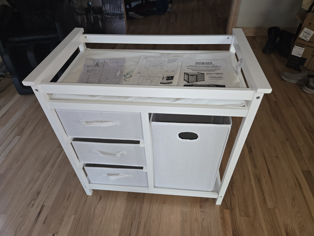 New Badger Basket Changing Table with Hamper & 3 Baskets