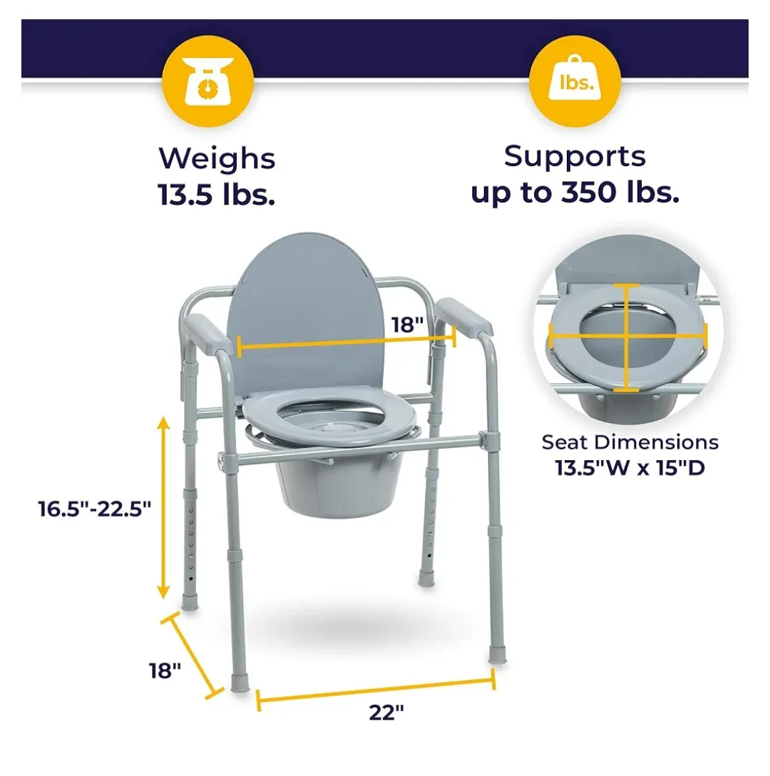 Drive Folding Steel Bedside Commode Chair, Portable Toilet image indicator(7)