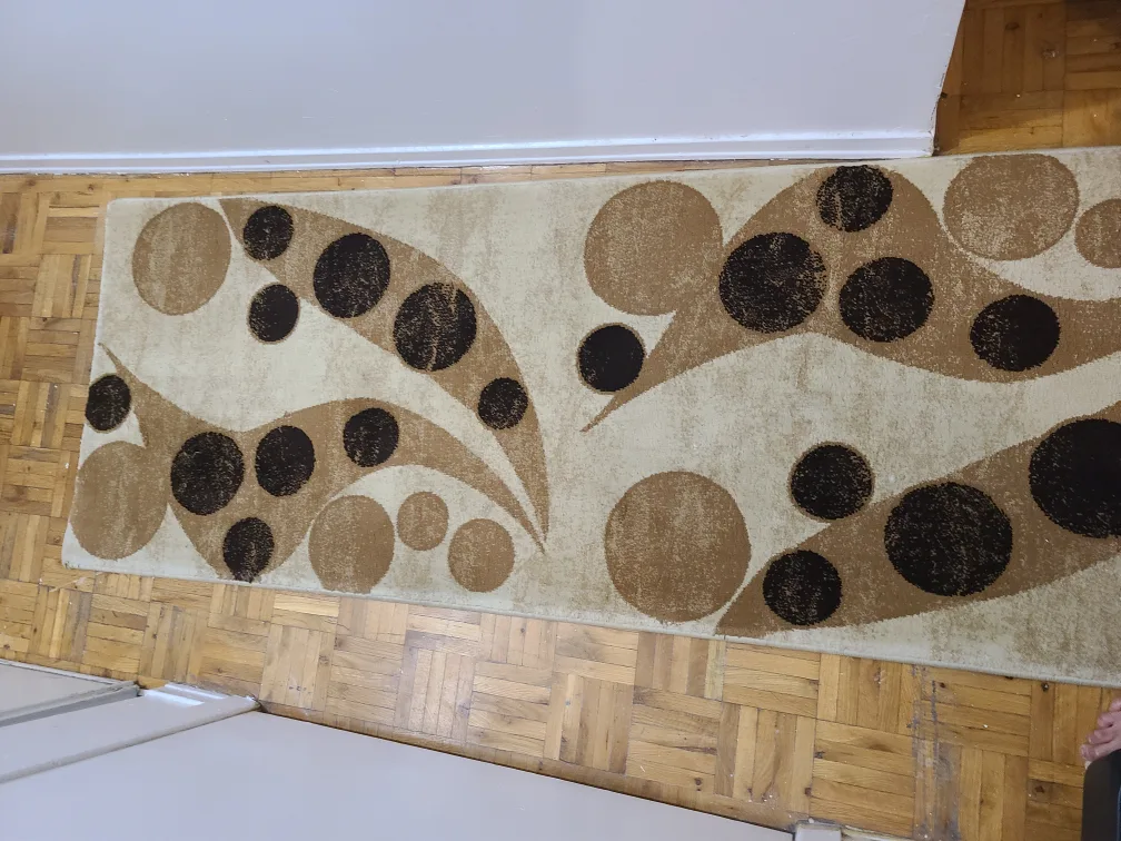 Patterned Beige & Brown Runner Rug image indicator(2)
