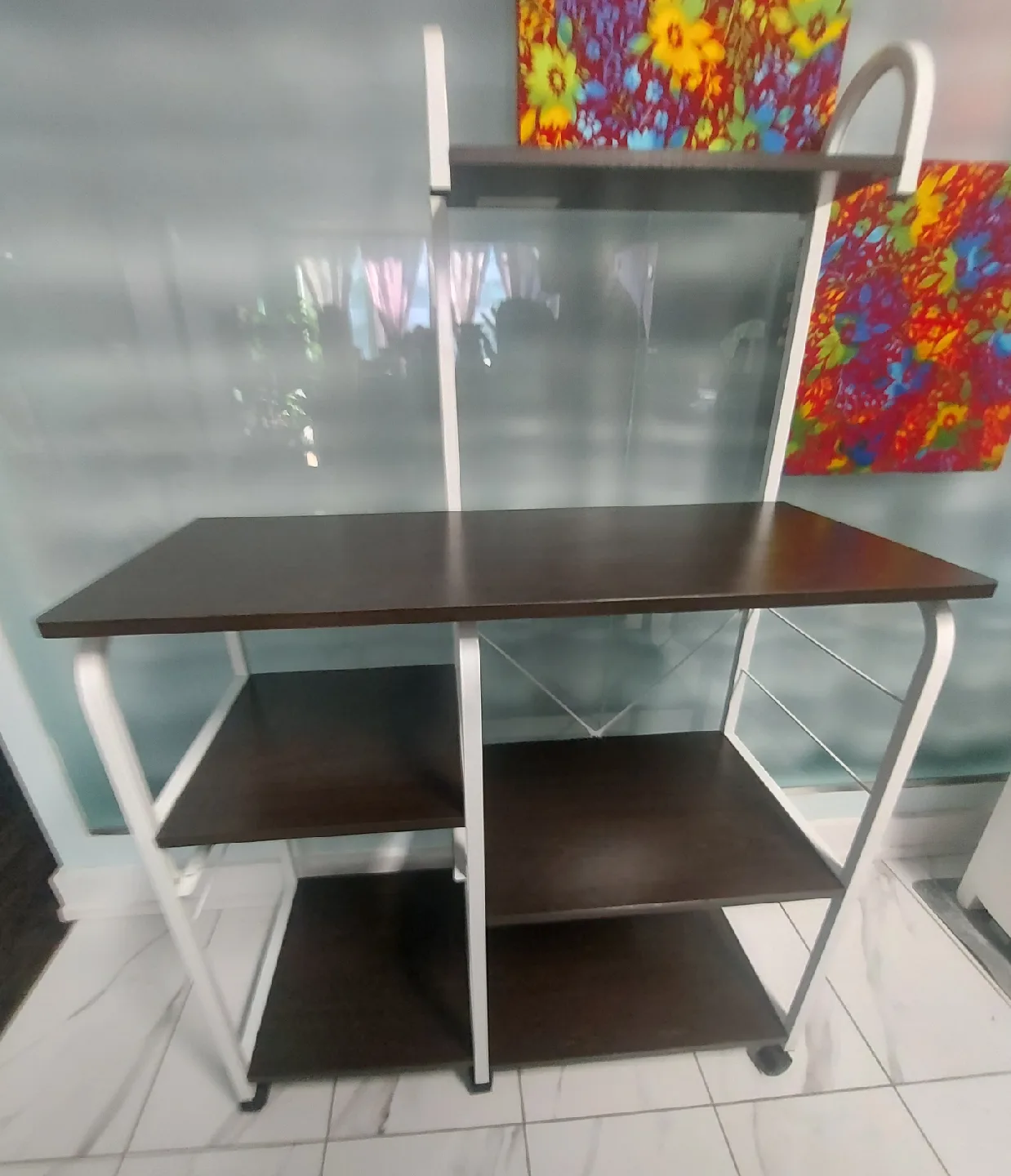 Brown & White Shelving Unit thumbnail