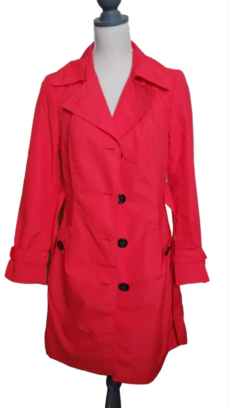 New Marks and Spancer Red Trench Coat - size 8 image indicator(4)