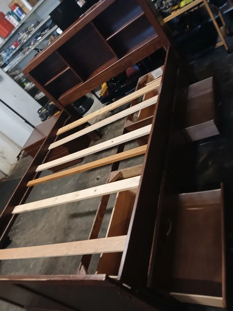 full size bed whith drower underneath and one knight stand thumbnail
