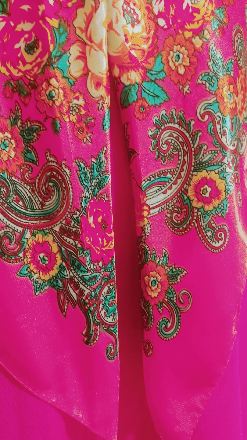 Pink Floral Silk Scarf thumbnail
