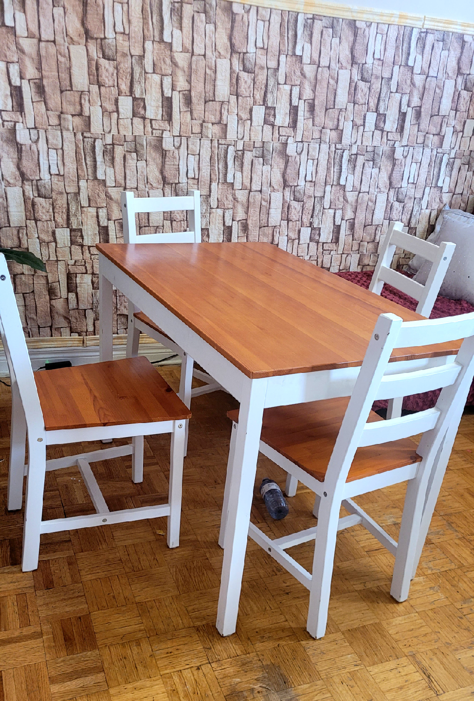 Wood Dining Table with 4 White Chairs - photo 5