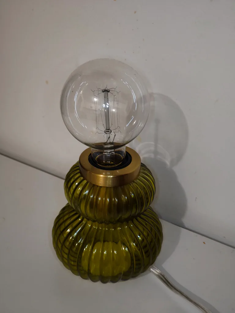 Olive Green Glass Table Lamp thumbnail