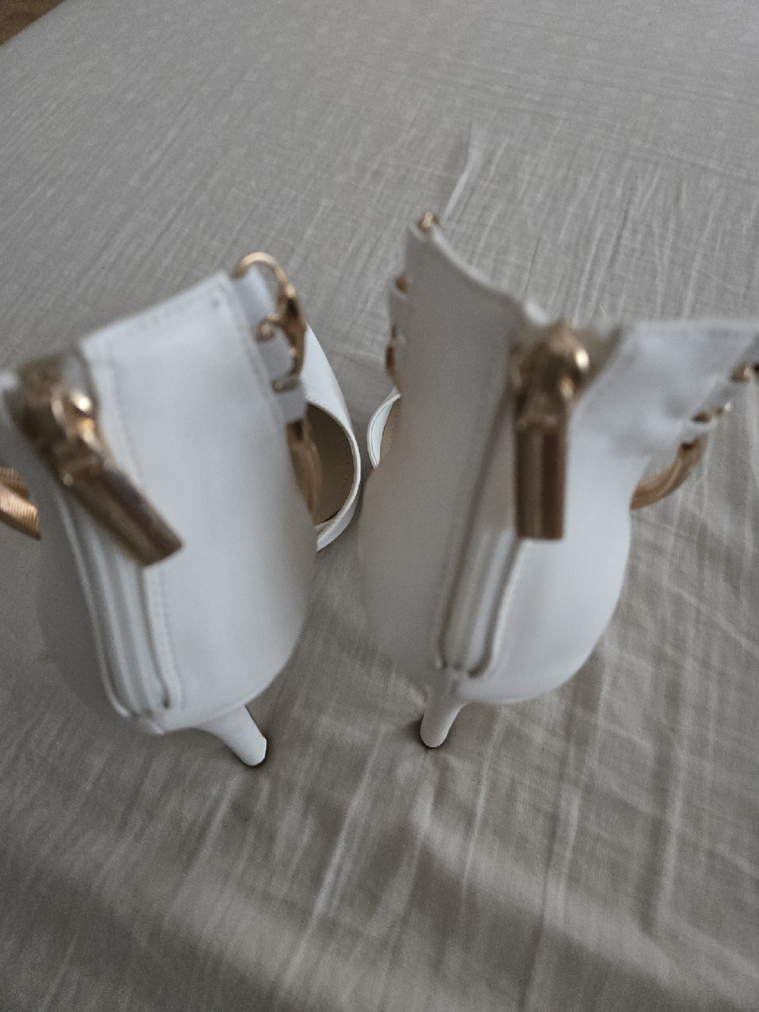 JustFab White Heels with Gold Ankle Detail - photo 4