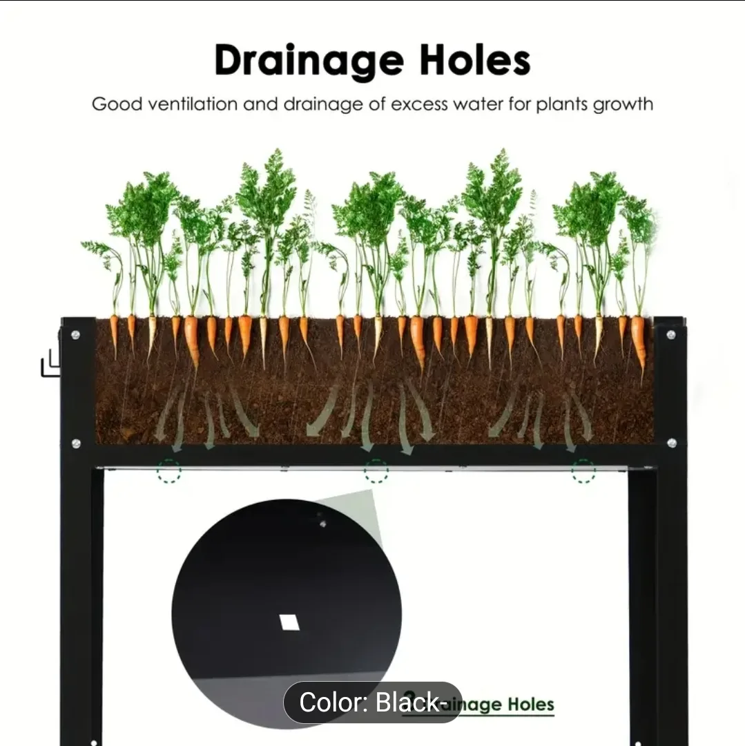 Black Raised Garden Bed with Storage Shelf image indicator(4)