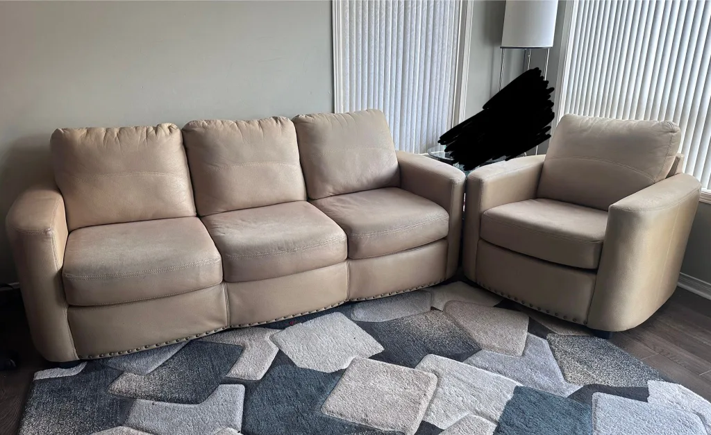 Beige Leather Sofa Set image indicator(3)