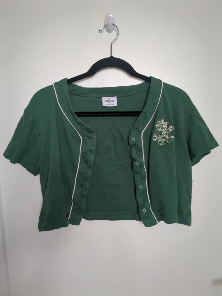 Empyre Baseball Style Green Crop Top thumbnail