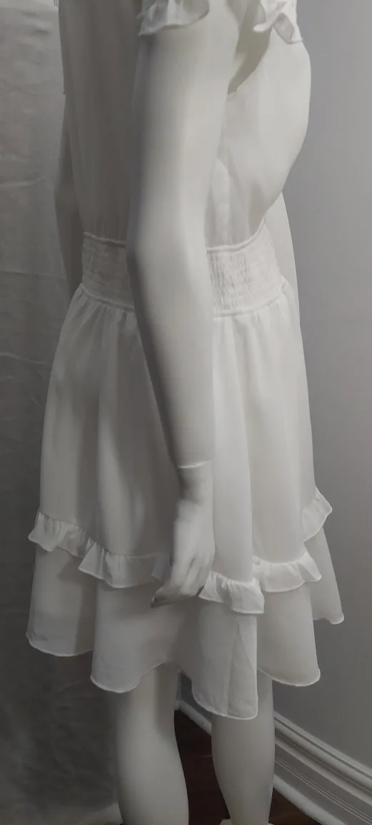 NEW - White Ruffle Mini Dress MEDIUM image indicator(5)
