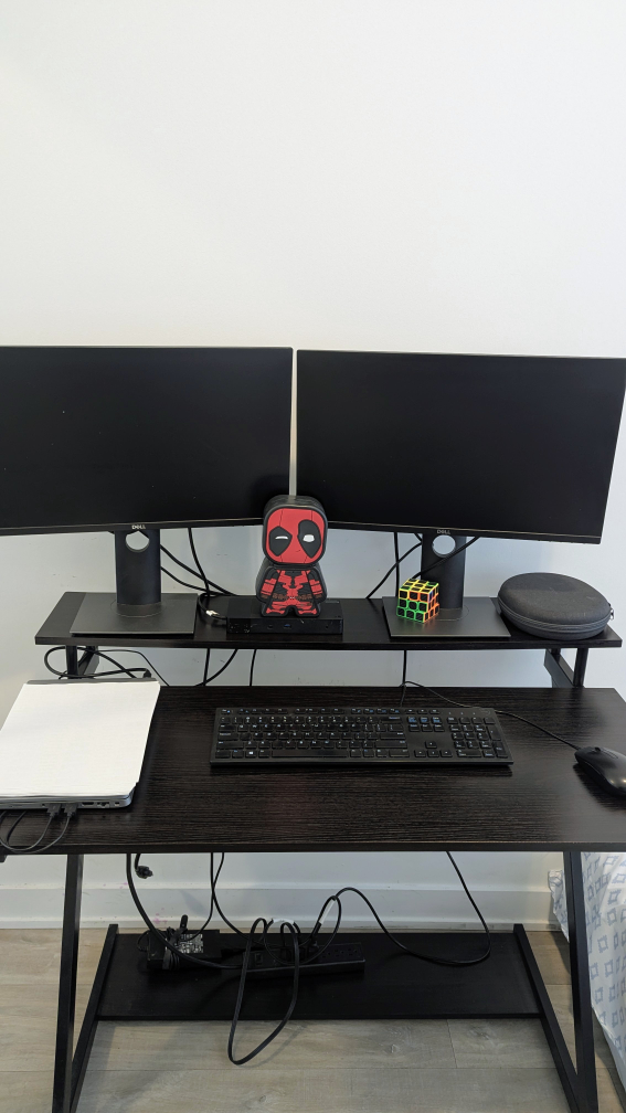 Black Computer Desk with Monitor Shelf