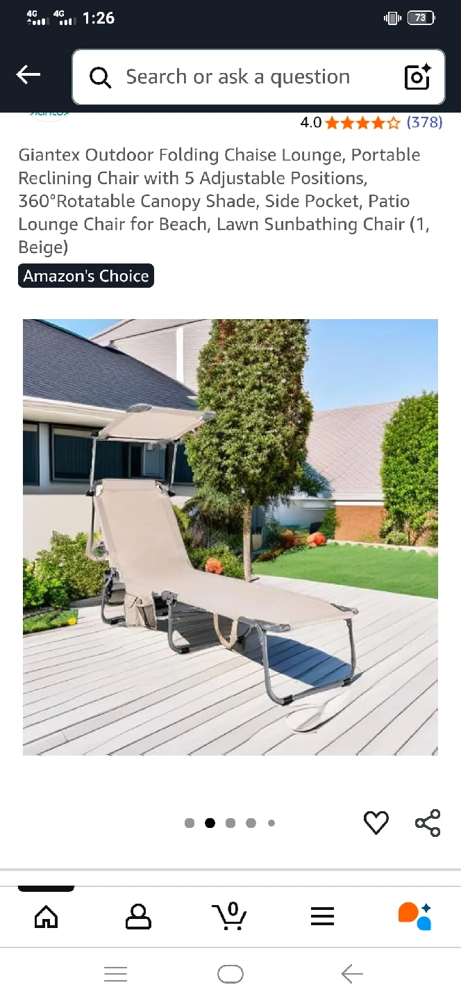 Outdoor Folding Chaise Lounge - Beige - photo 3