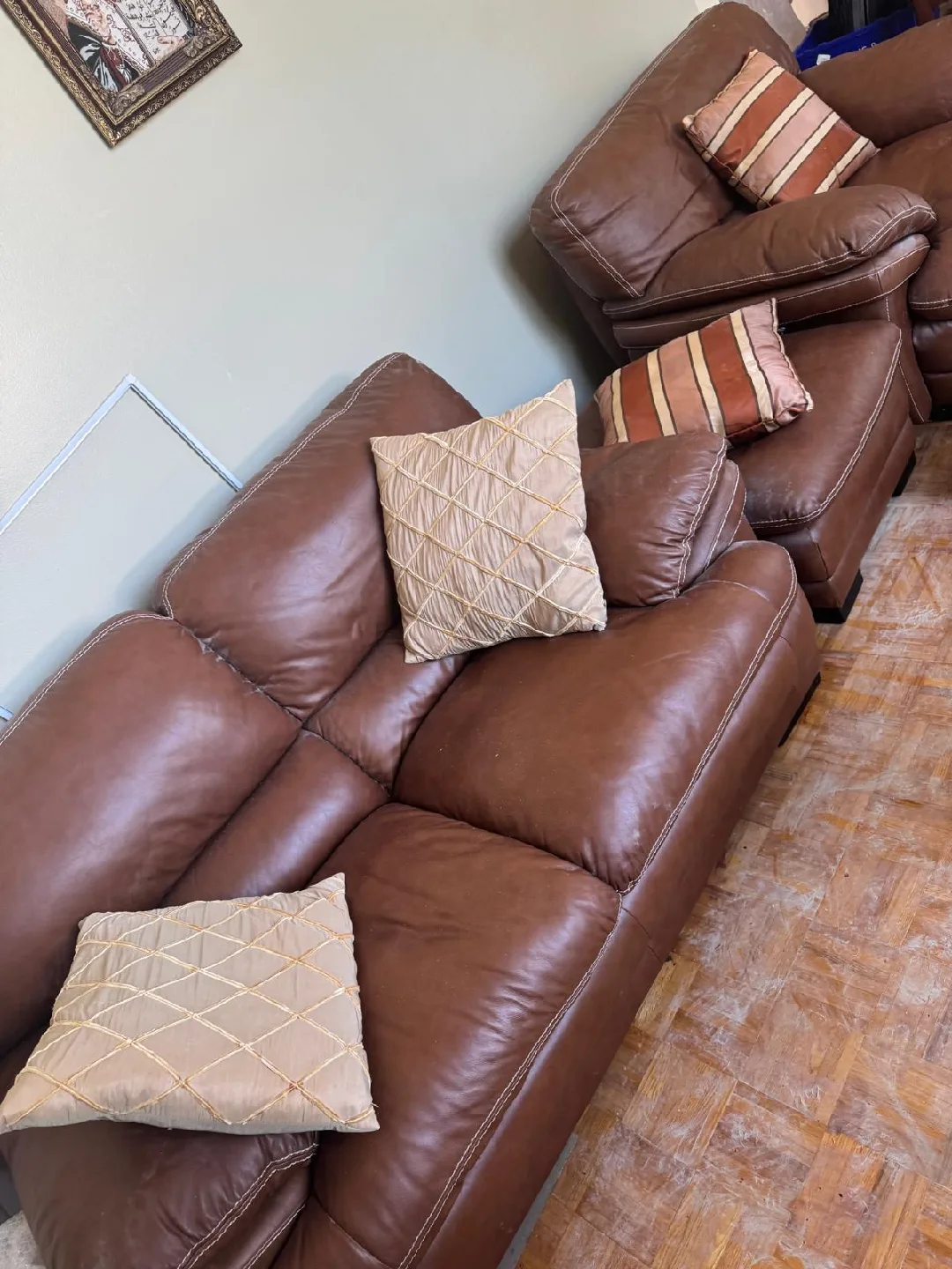 Brown Leather Sofa Set - Used image indicator(5)