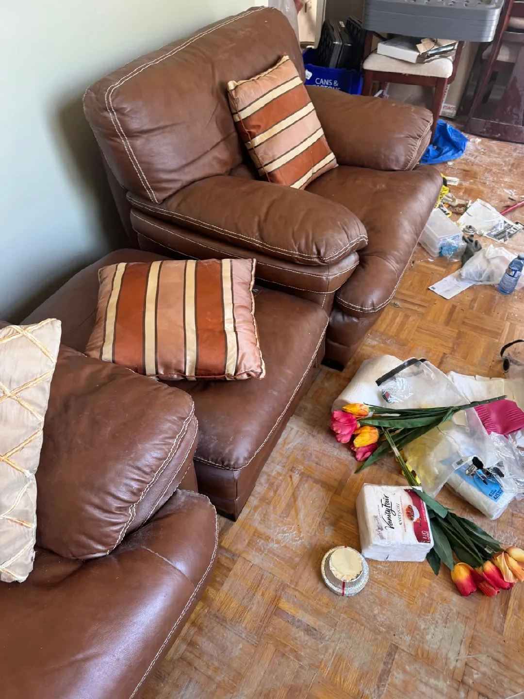 Brown Leather Sofa Set - Used image indicator(7)