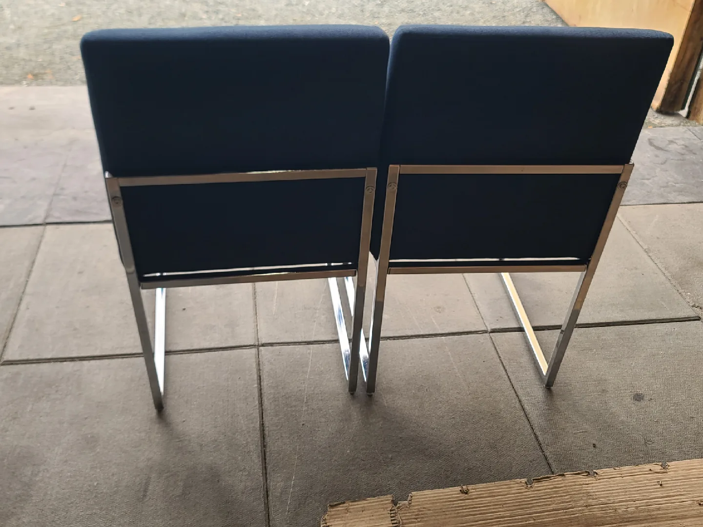 2 MODERN BLUE FABRIC WITH CHROME BASE ACCENT CHAIRS image indicator(3)