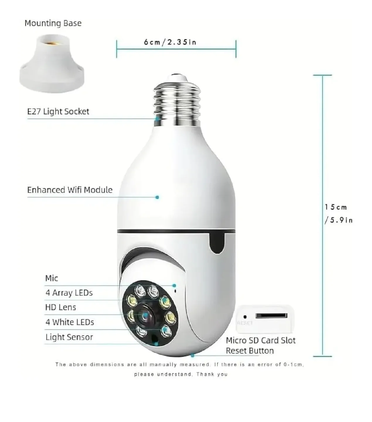 Light Bulb Security Camera - Pan & Tilt image indicator(2)