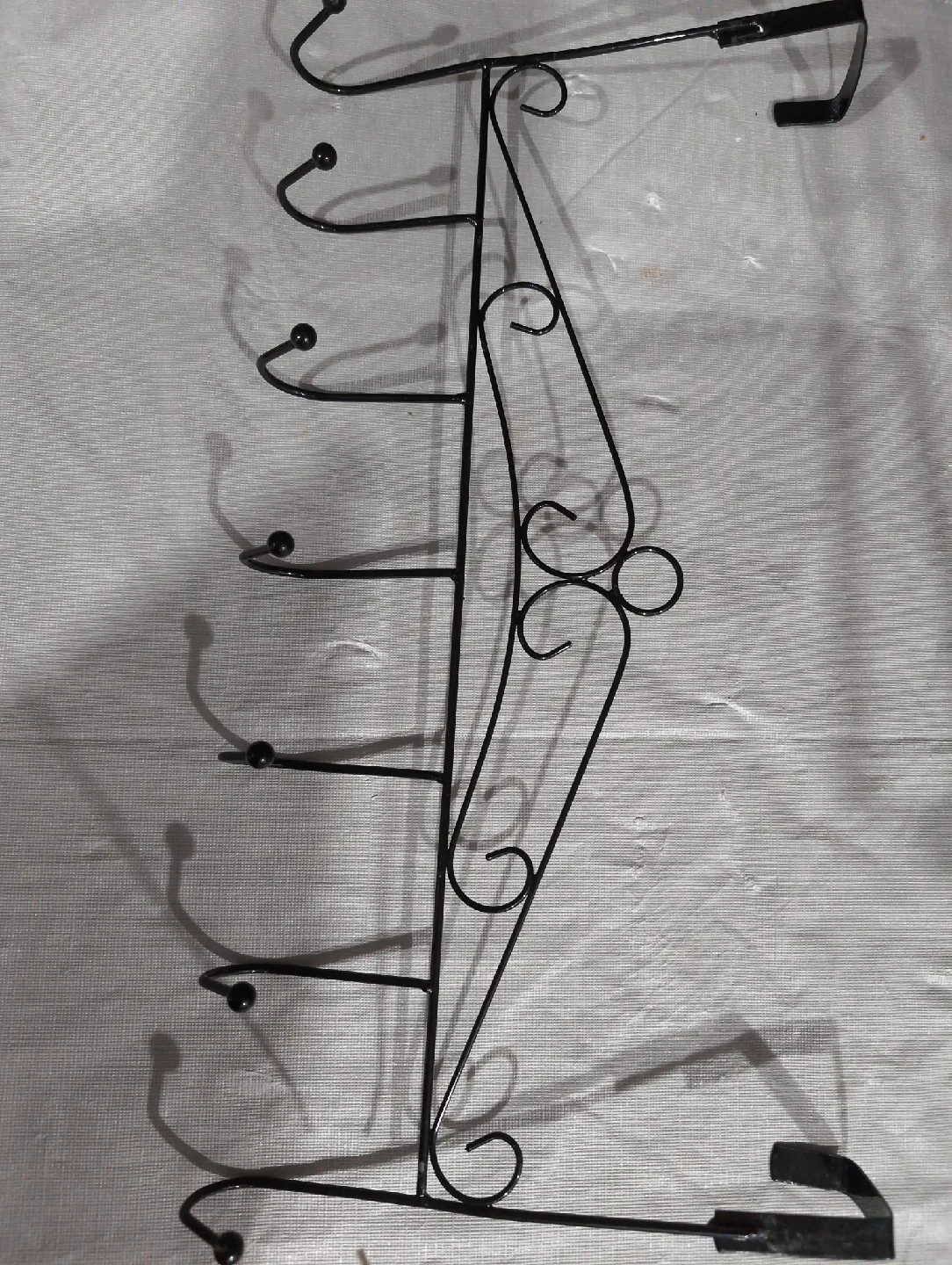 Over-the-Door Metal Rack with Hooks - Black thumbnail
