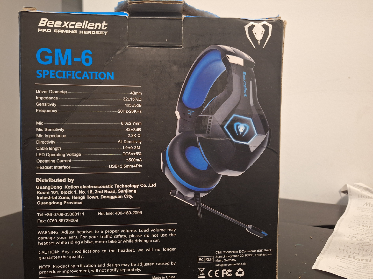 Beexcellent Wired Black & Blue Gaming Headset With Mic - photo 2