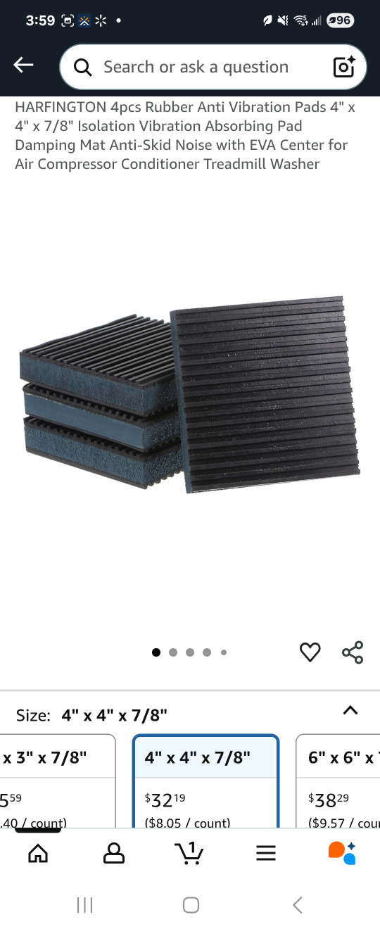 HARFINGTON Anti Vibration Pads 4" x 4" x 7/8"