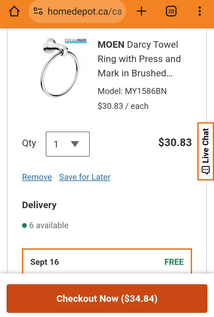 Moen Darcy Towel Ring - Brushed Nickel - photo 3