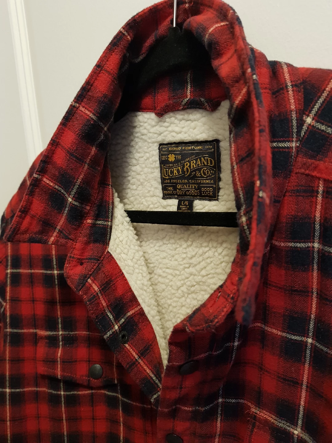 Lucky Brand L/G Red Plaid Sherpa Lined Shirt Jacket - photo 2