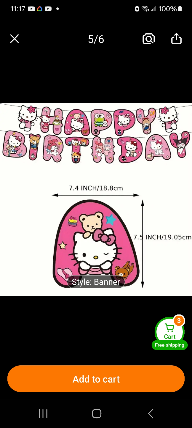 Happy Birthday Banner - 13 pcs Hello Kitty & Friends inspired - photo 2