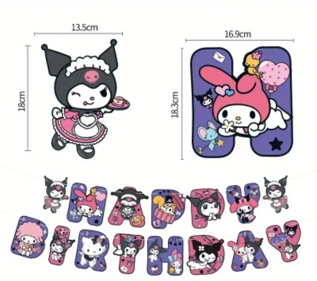 Happy Birthday Banner - 13 pcs Hello Kitty & Friends inspired - photo 4