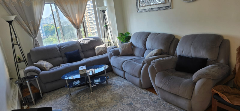 Grey Reclining Sectional Sofa Set