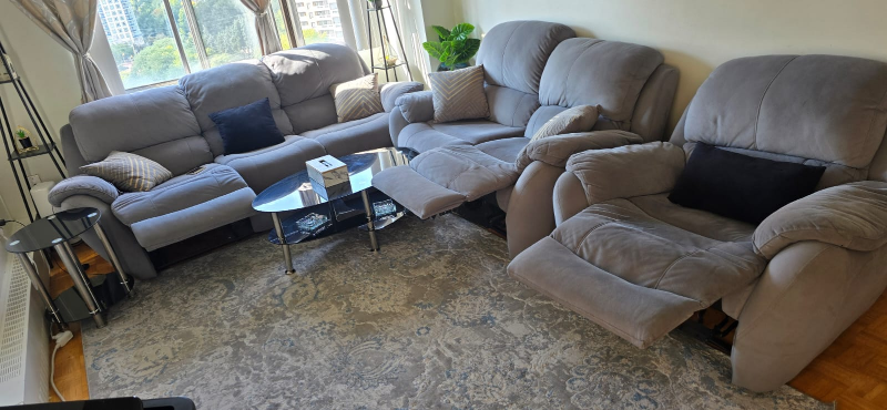 Grey Reclining Sectional Sofa Set - photo 2