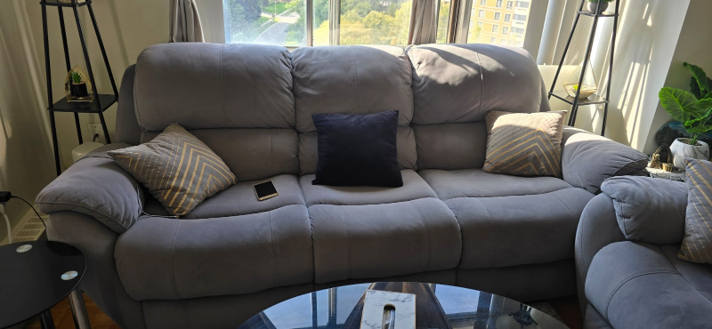Grey Reclining Sectional Sofa Set - photo 3