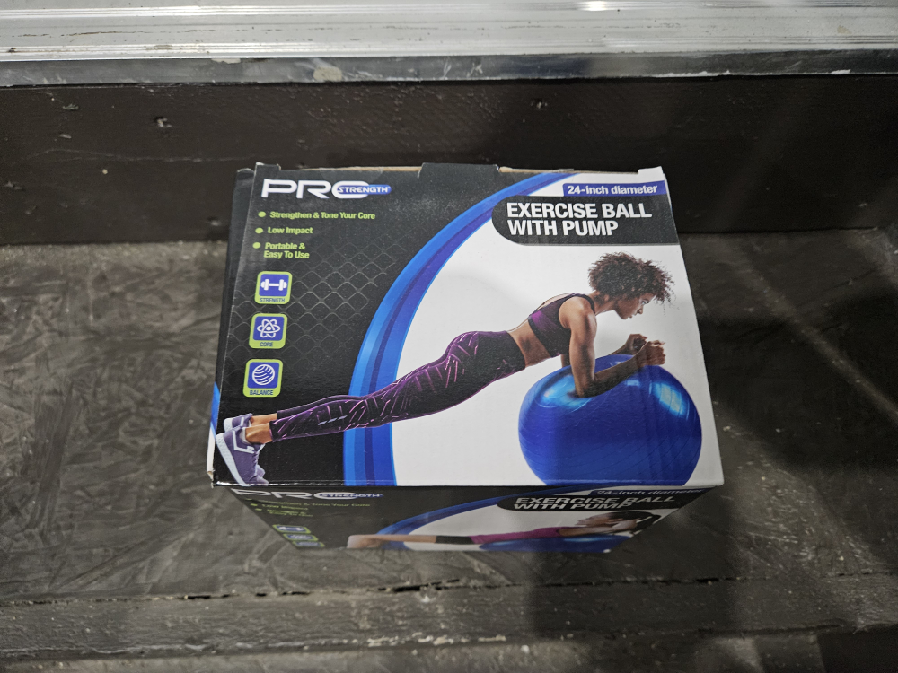 24-inch Exercise Ball with Pump. Blue color.