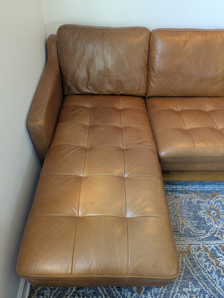 Genuine Leather L-Sectional Great Condition - photo 2