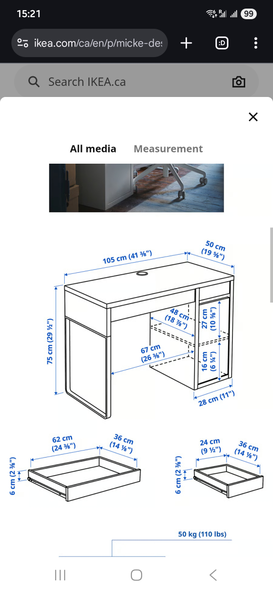 IKEA MICKE White Desk with Drawer and Cabinet - photo 3